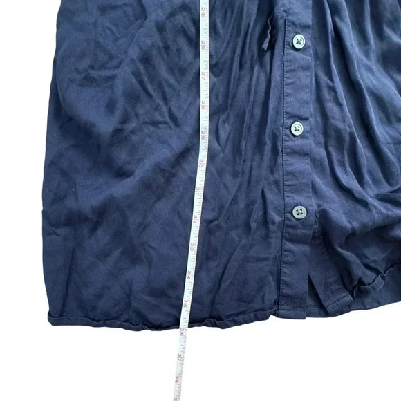 Gap Navy Blue Button Down Dress with Tie Waist Long Sleeve Small Knee Length - Picture 11 of 13